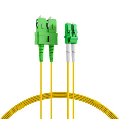 Fiber kábel LC/APC-SC/APC, 2m Duplex OS2(9/125µm), LSOH, 2mm, žltý