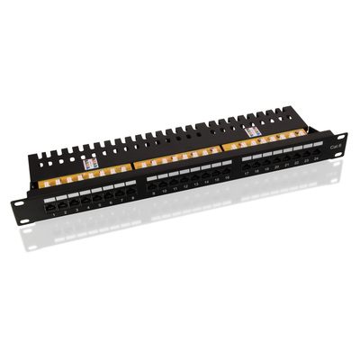19" Patch panel 24port cat.6, netienený, 1U, čierny