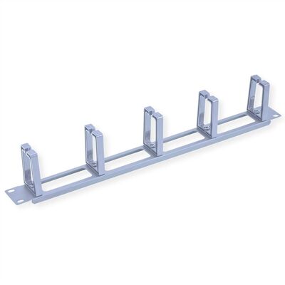 19" Panel vyväzovací, organizér, 5x oko (Typ C), 1U, s priechodkou kábla, sivý