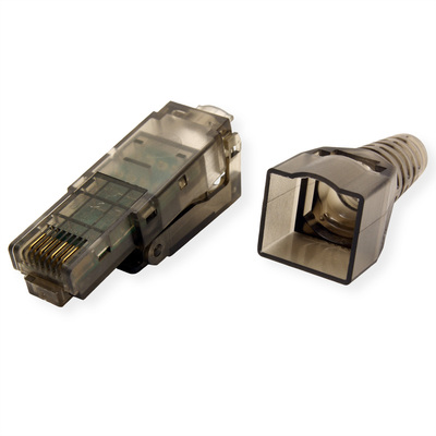 Konektor 8/8 RJ45 cat.6, netienený, na drôt, montáž bez klieští (toolless), čierny, AWG 23-26