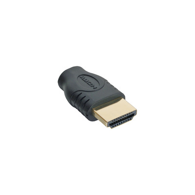 Adaptér HDMI/HDMI micro M/F, priamy, čierny, pozl. kon.