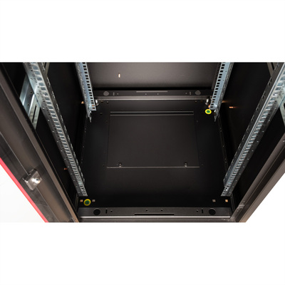 19" Rack na podlahu 26U, 1300x600x800mm (HxWxD), BASIC, sklenené dvere, čierny