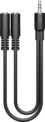 Káblový adaptér 3.5mm stereo jack/2x3.5mm stereo, M/2xF, 0.2m, čierny