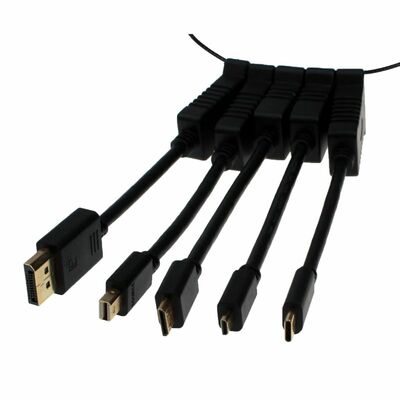 Adaptér RING na HDMI Pro Adapter, micro HDMI + mini HDMI + DP + mini DP + USB-C, UHD 4K@60Hz, čierny