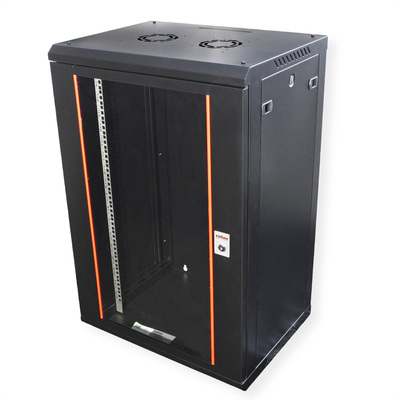 19" Rack na stenu 18U, čierny, 912x600x450mm (HxWxD), odnímateľné bočnice