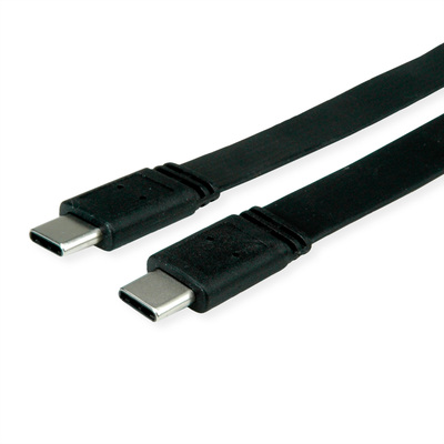 Kábel USB 4 Gen 3x2, Typ C CM/CM 0.5m, 40Gbps, PD 100w 20V5A, čierny, plochý
