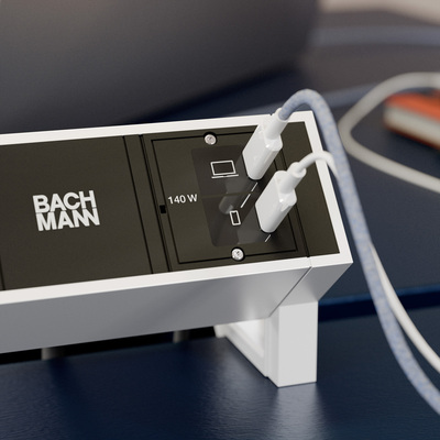 Modul pre BACHMANN, nabíjací/charger, 3xUSB (USB C), PD (28V5A) 140W, ext. zdroj, čierny