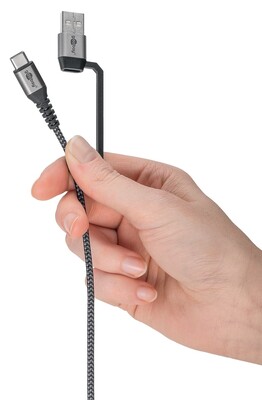 Kábel USB 2.0 Typ C CM/CM + Redukcia na USB A, 3m, High Speed, PD 60w 20V3A, čierny