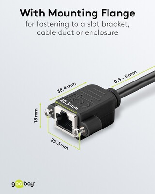 S/FTP (PiMF) Patchkábel 1m cat.6, čierny, Cu, predlžovací M/F s montážou na panel