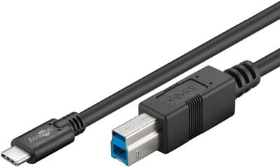 Kábel USB 3.1 Typ C CM/BM(3.0) 1m, Super Speed, čierny