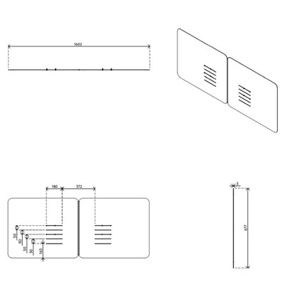 Dataflex Ochranné sklo 1,6 x 0,7m, montáž za 2 monitory (VESA 100 x 100)