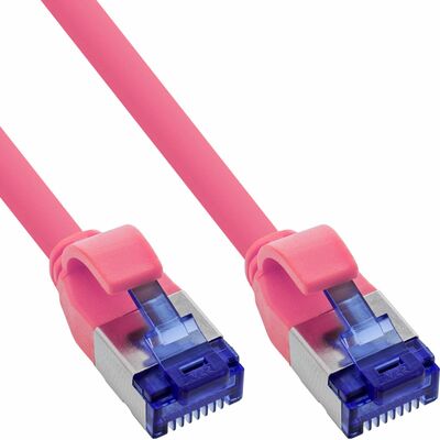 S/FTP (PiMF) Patchkábel LSOH TPE 5m cat.6a, magenta, slim, Cu, flexiblný