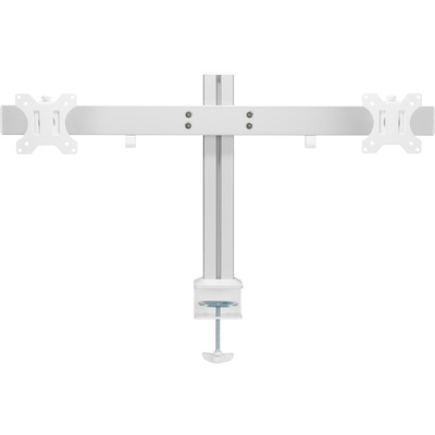 Slatwall držiak pre 2x monitor na stôl, úchyt o dosku, max 16kg, výška 427mm, VESA 75/100, biely