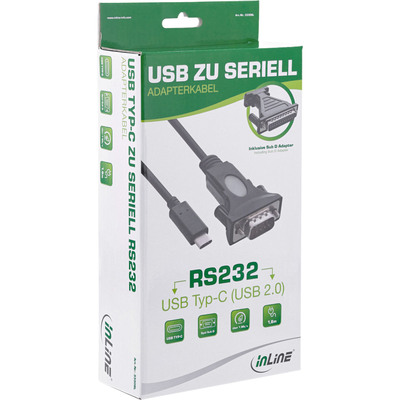 Káblový adaptér USB 3.1 Typ C na RS232 (M), 9pin, s adaptérom 9pin/25pin F/M, 1.8m, čierny