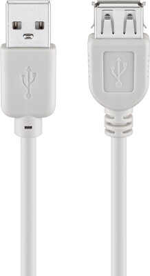 Kábel USB 2.0 A-A M/F 0.3m, High Speed, predlžovací, sivý