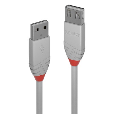 Kábel USB 2.0 A-A M/F 1m, High Speed, predlžovací, sivý, Anthra Line