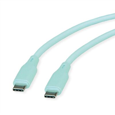 Kábel USB 2.0 Typ C CM/CM 1m, High Speed, PD 60w 20V3A, zelený, pozl. konektor, flexibilný