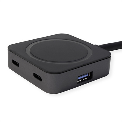 Kábel USB 3.2 Gen 1, A-A M/F 10m, 5Gbps, predlžovací, čierny, aktívny 4port HUB(2x USB A + 2x Typ C)
