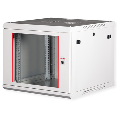 19" Rack na stenu 9U, sivý, 512x600x600mm (HxWxD), odnímateľné bočnice