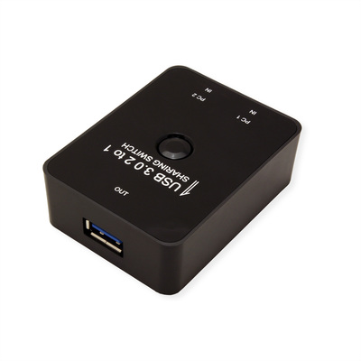 Prepínač USB 3.2 Gen 1, 2PC/1 zariadenie, manuálny, prepínanie tlačidlom, čierny