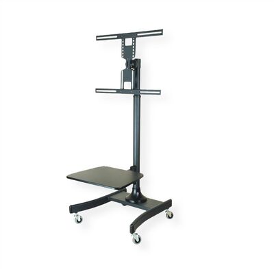 Držiak na kolieskach pre TV 27-47", s policou, výška 103-163cm, max 35kg, VESA do 600x400, čierny
