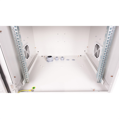 19" Rack na stenu 9U, sivý, 579x600x600mm (HxWxD), RAL7035, IP55, vonkajší, odnímateľné bočnice