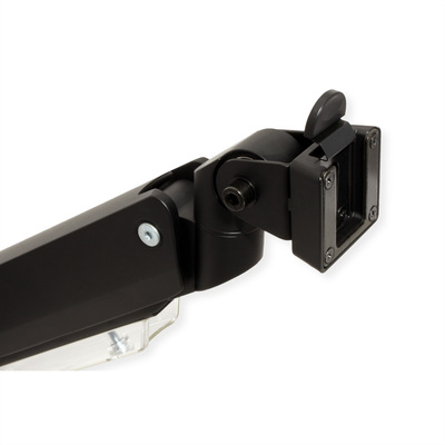 Držiak pre monitor na stôl, úchyt o dosku, pneumatický, max 15kg, rameno 526mm, VESA 75/100, čierny