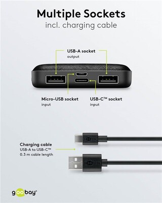 PowerBank 5000 mAh, ľahká a kompaktná, 10W, 2x USB A