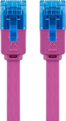 UTP Patchkábel 2m cat.6a, magenta, plochý, Cu