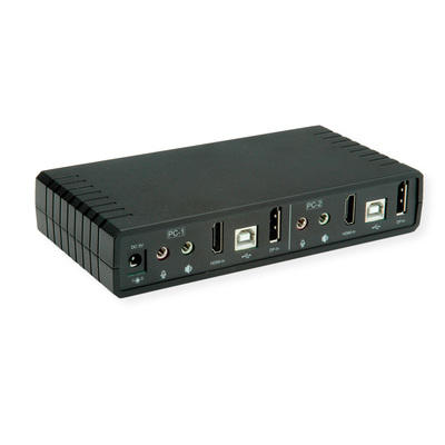 KVM switch/prepínač 2PC, HDMI, Dual Head, USB 2.0, hub, audio, 4K@60Hz