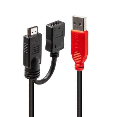 Adaptér HDMI, Power Injector (USB), M/F, 15cm čierny