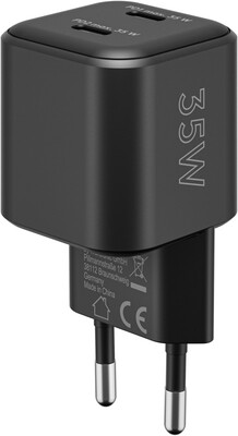 Nabíjačka USB 230V 2port, 2xUSB Typ C, 35W, Power Delivery, GaN, čierna