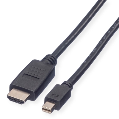 Kábel DisplayPort mini na HDMI M/M 2m, jednosmerný, max. 1920x1200@60Hz, čierny