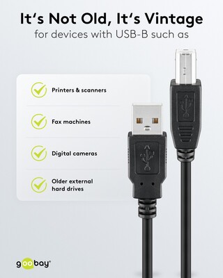 Kábel USB 2.0 A-B M/M 3m, High Speed, čierny