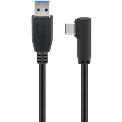 Kábel USB 3.0 AM/CM (3.1 Typ C) 1.5m, Super Speed, čierny, zahnutý 90°