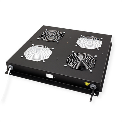 19" Ventilačná jednotka, stropná, 2 vetráky, s termostatom, čierna, RAL9005