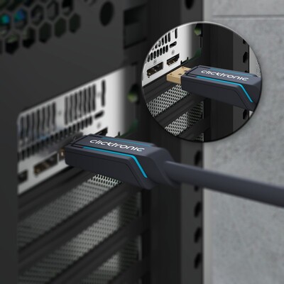 Kábel DisplayPort M/M 3m, 4K@60Hz, DP v1.2, 21.6Gbit/s, modrý, pozl. konektor, ClickTronic