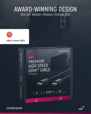 Kábel HDMI M/M 10m, High Speed+Eth, 4K@60Hz, HDMI 2.0, 18G, pozl. konektor, modrý, C