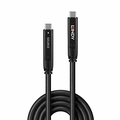Kábel USB 3.1 Typ C CM/CM 8m, Super Speed, 5Gbps, (Power Delivery 20V3A), čierny, Aktívny, Optický