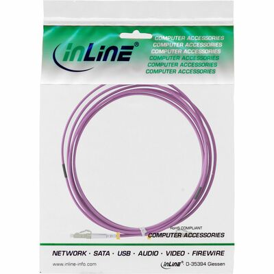 Fiber kábel LC-LC, 15m Duplex OM4(50/125µm), LSOH, 3mm, fialový 