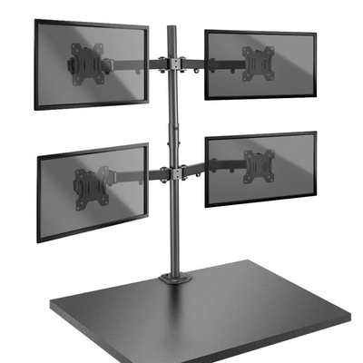 Držiak pre 4x monitor na stôl, úchyt o dosku, max 7kg, rameno 395mm, VESA75/100, čierny