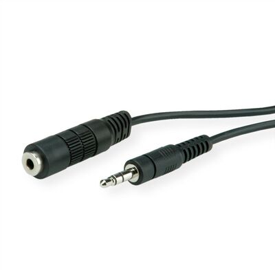 Kábel 3.5mm stereo jack M/F predlžovací 5m, čierny
