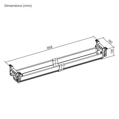 Káblový organizér, žľab na káble pod stôl, plast (ABS), 449 x 182 x 118 mm (DxHxV), čierny, 2ks/bal