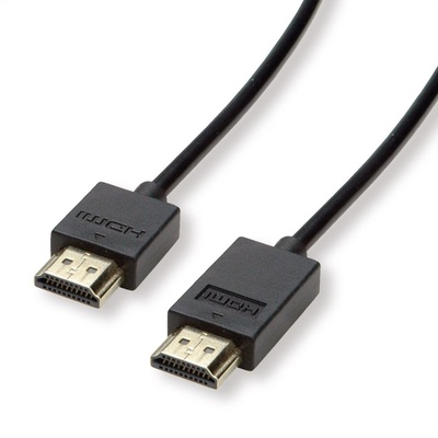 Kábel HDMI M/M 1.5m, Ultra High Speed+Eth, 4K@60Hz, HDMI 2.0, G, čierny, jednosmerný, Aktívny, Slim