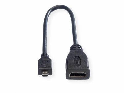 Káblový adaptér HDMI/HDMI micro F/M 0.15m, High Speed+Eth, 4K@30Hz, HDMI 1.4, čierny 