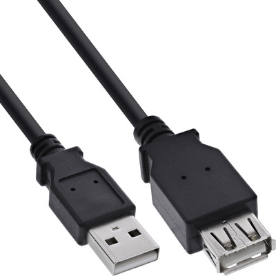 Kábel USB 2.0 A-A M/F 1m, High Speed, predlžovací, čierny