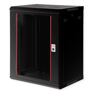 19" Rack na stenu 15U, čierny, 779x600x450mm (HxWxD), odnímateľné bočnice