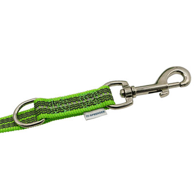 Vodítko prepínacie pogumované, 19mm/2.3m, 2 nerezové karabíny, reflexné zelené, HS