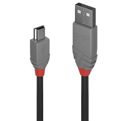 Kábel USB 2.0 A-MINI-B 5pin M/M 3m, High Speed, čierny, Anthra Line