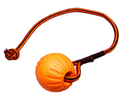 Lopta penová malá plávajúca, 7cm, so šnúrkou 48cm, extrémne odolná, FOAM, oranžová